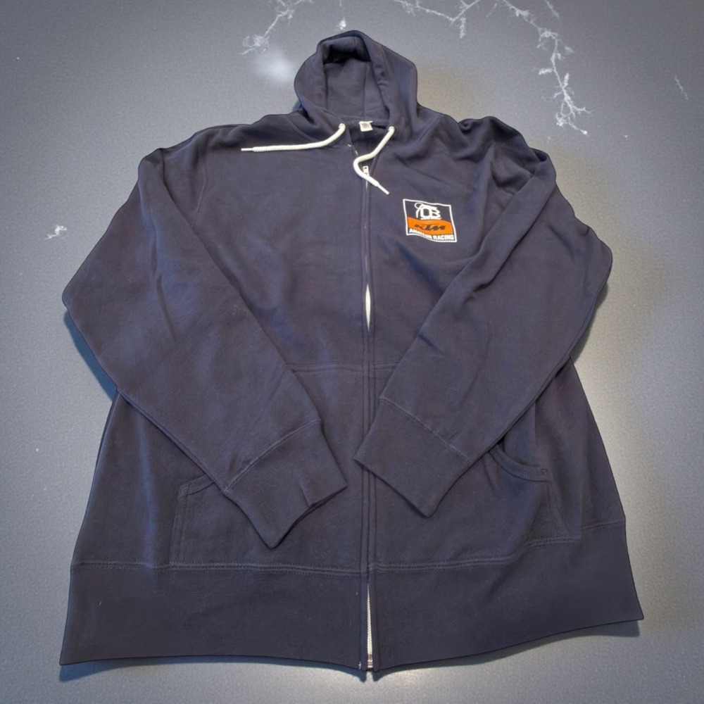 Independent Trading Co KTM Racing Hoodie Mens XL Navy Blue Zip Up Orange Brigade